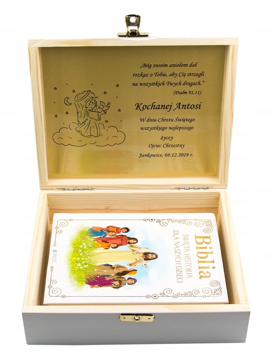 BIBLIA NA KOMUNIĘ NA CHRZEST PAMIĄTKA Z GRAWEREM