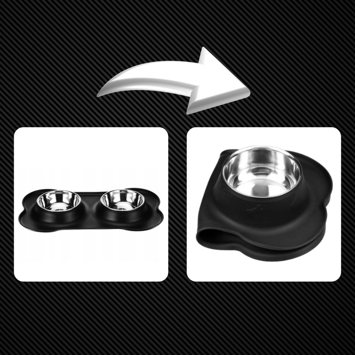 PODWÓJNA MISKA DLA PSA KOTA ANTYPOŚLIZGOWA + PODKŁADKA POD MISKI 2x450 ml