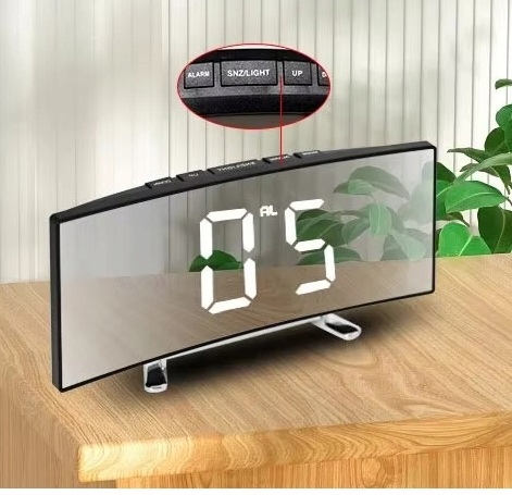 BUDZIK ZEGAR ELEKTRONICZNY DUŻY WYŚWIETLACZ LUSTRO LED TERMOMETR DATA