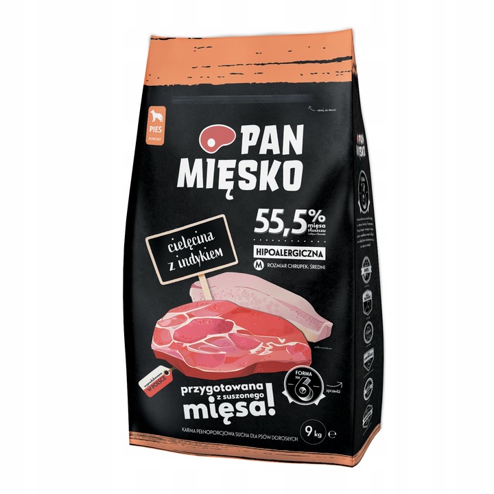 PAN MIĘSKO Cielęcina z Indykiem 9kg M + skarpety wiejska zagroda 35-40