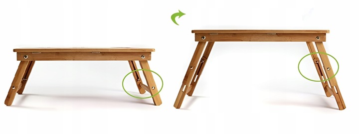 Stolik pod Laptopa bambusowy do Łóżka Taca Podstawka Regulowana Skladana