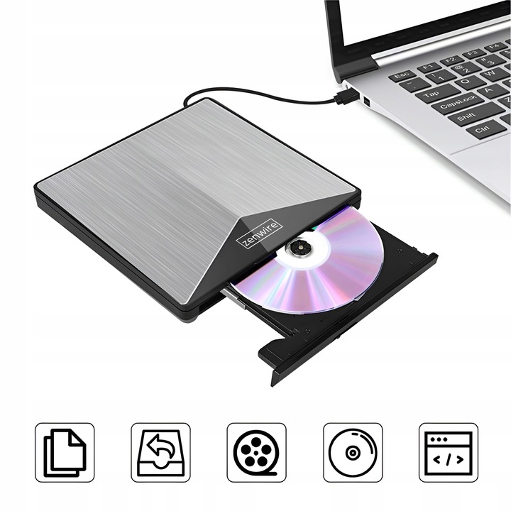 Zewnętrzny Napęd Odtwarzacz DVD CD USB-C 3.0 Nagrywarka do Laptopa Komputer