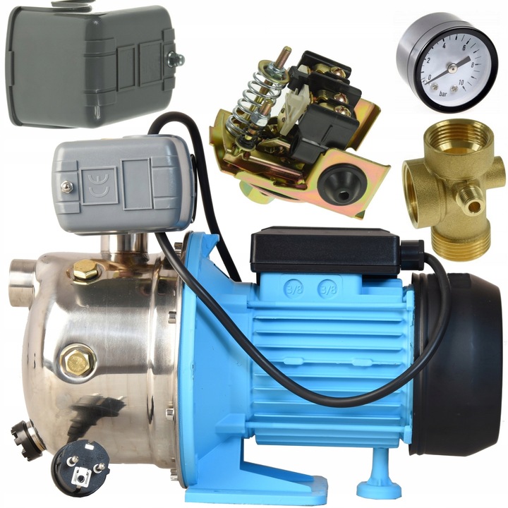 POMPA HYDROFOROWA Z OSPRZĘTEM SSĄCA DO WODY 1100W INOX 3600L/H WYDAJNA