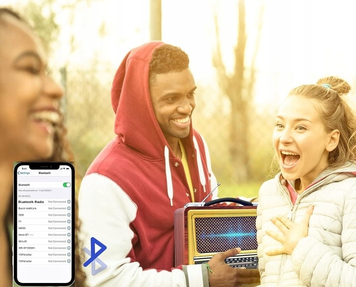 Radio FM Kuchenne RETRO z bluetooth USB MP3 z RĄCZKĄ ZEGAR USB