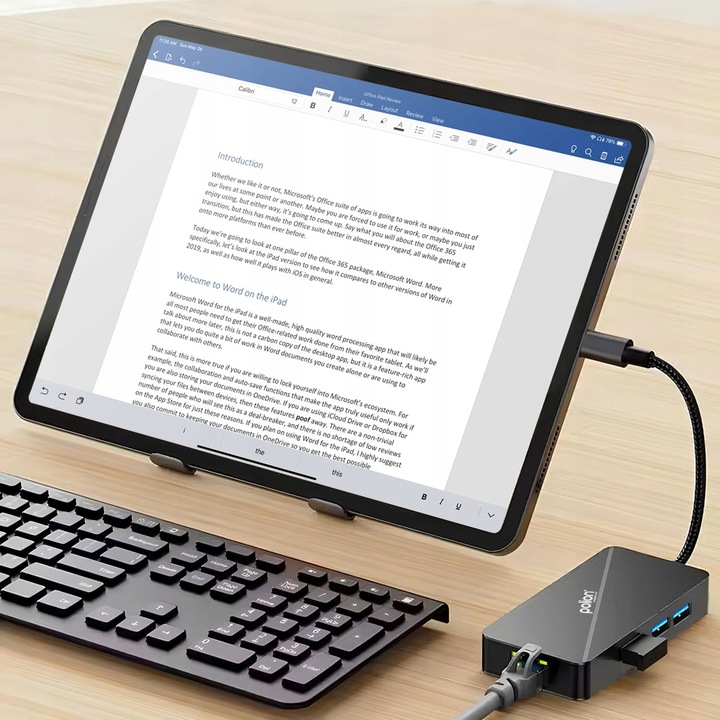 Adapter HUB 6w1 POLION USB-C przejściówka USB 3.2 PD 100W HDMI 4K LAN 1Gb