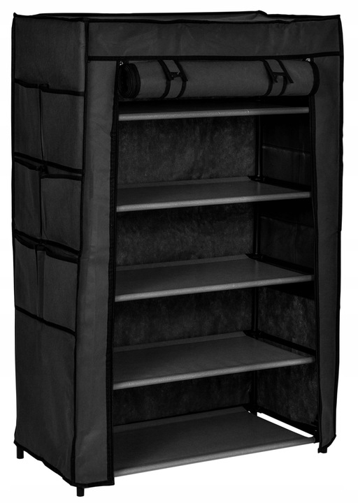 SZAFKA NA BUTY CZARNA TEKSTYLNA REGAŁ STOJAK PÓŁKI GARDEROBA ORGANIZER