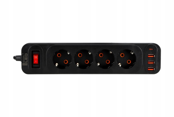 Przedłużacz Listwa Zasilająca Sieciowa 4 Gniazda 230V 5M 4x USB A