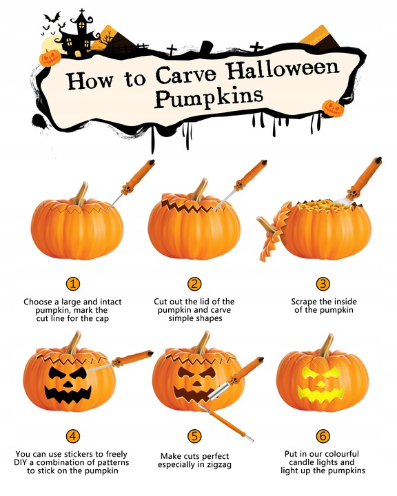 OSTRY ZESTAW DO RZEŹBIENIA DYNI HALLOWEEN