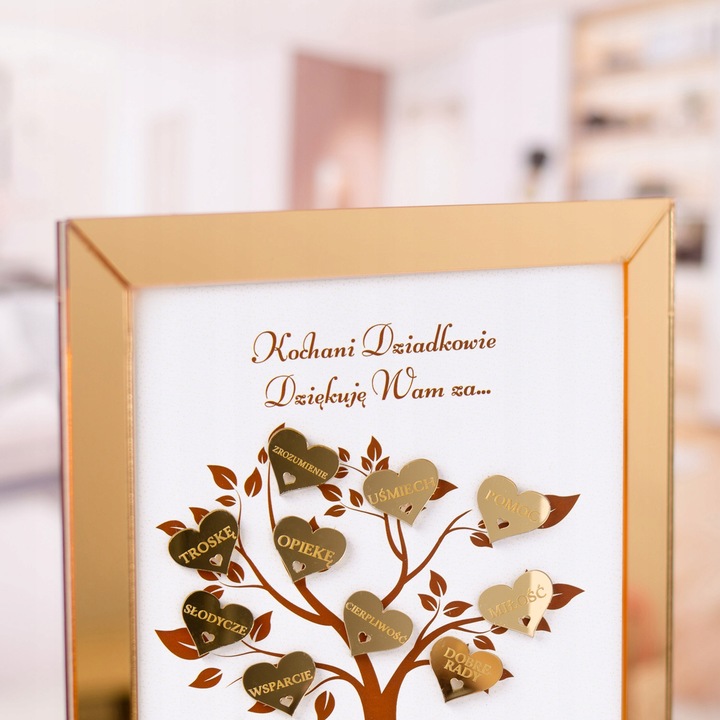 Prezent na dzień Babci i Dziadka Laurka z serduszkami i personalizacją