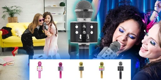 MIKROFON KARAOKE GŁOŚNIK ZABAWKA BLUETOOTH LED RÓŻ MANTA ECHO ŚWIATŁO