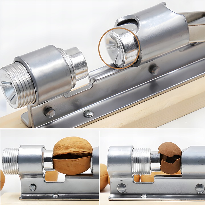 Dziadek do orzechów na podstawce ANTYPOŚLIZGOWEJ mocny stalowy REGULOWANY