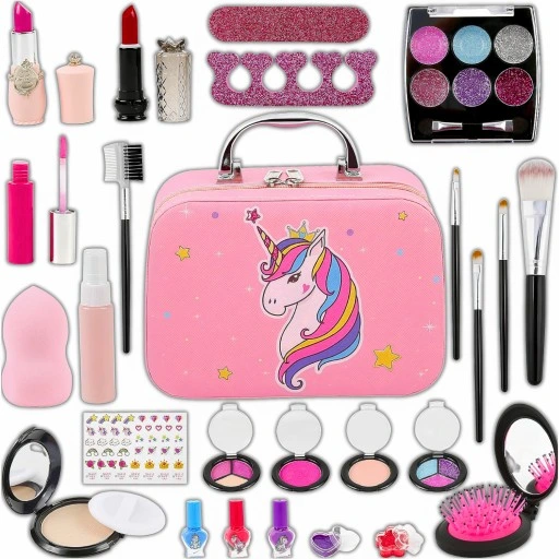 KUFEREK KOSMETYKÓW ZESTAW DO MAKIJAŻU I PAZNOKCI JEDNOROŻEC DZIECI PREZENT