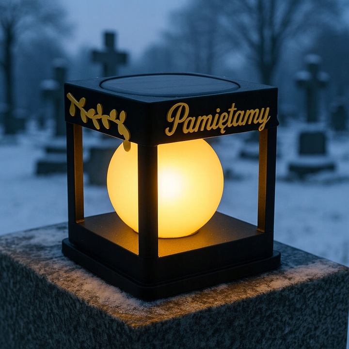 Znicz solarny LED wieczny lampion NA GRÓB statuetka CMENTARZ dekoracja