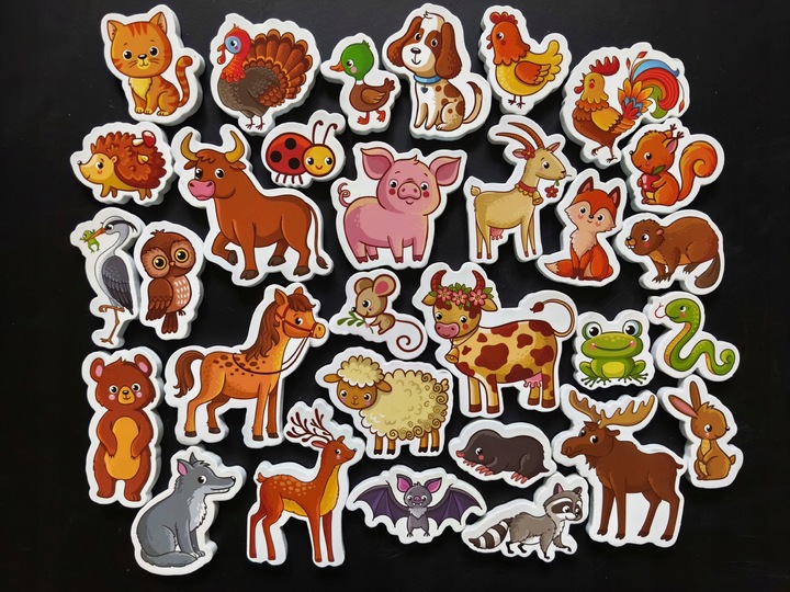 MAGNESY NA LODÓWKĘ DLA DZIECI ZESTAW EDUKACYJNY ZWIERZĘTA PREZENT 30