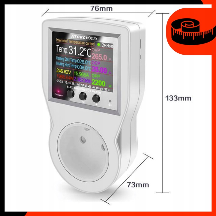 TERMOSTAT ELEKTRONICZNY WiFi WATOMIERZ TIMER APLIKACJA GNIAZDKO 230V