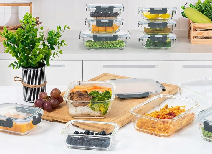 10 X LUNCHBOX SZKLANE POJEMNIKI NA ŻYWNOŚĆ USZCZELKA ŻAROODPORNE ZESTAW