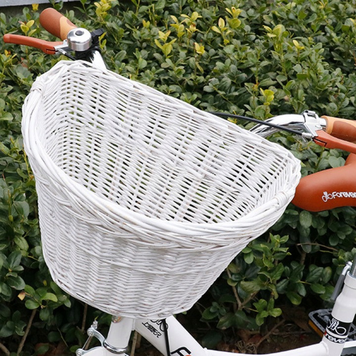 WIKLINOWY KOSZYK ROWEROWY NA ROWER KIEROWNICĘ POJEMNY UCHWYT CLICK BIAŁY