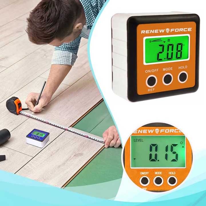 Cyfrowy Miernik Kąta LCD z Magnesem, Kątomierz, Poziomica