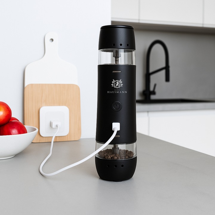 ELEKTRYCZNY MŁYNEK DO SOLI I PIEPRZU AKUMULATOROWY USB C MŁYNEK DO PIEPRZU