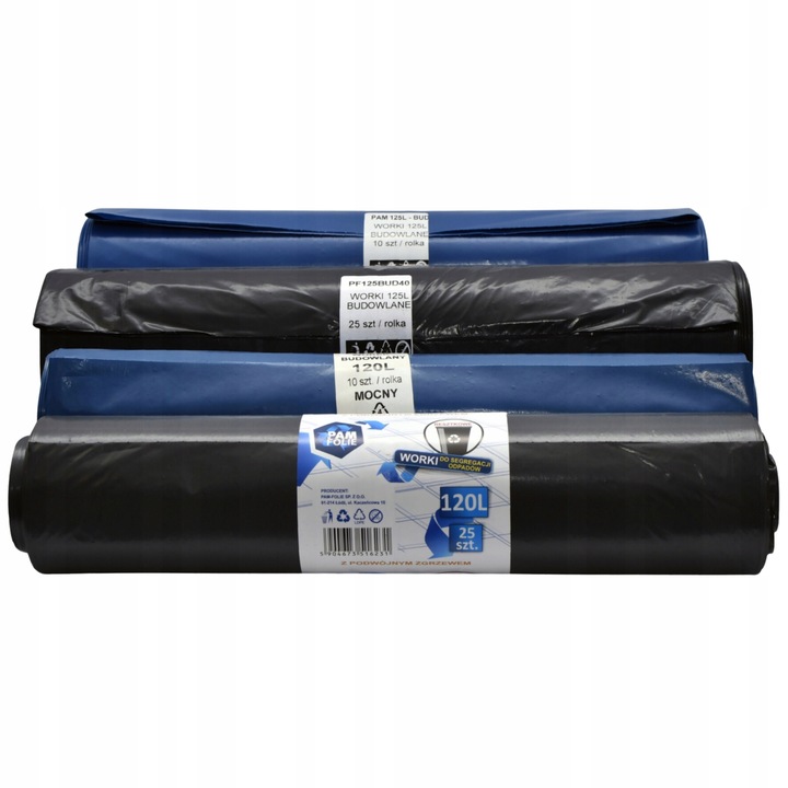 WORKI NA ŚMIECI 360L 100szt Uniwersalne Mocne Grube Czarne Duże Pam Folie