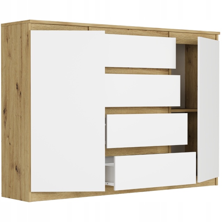 Modna KOMODA 140 SZAFKA 4 SZUFLADY 2 PÓŁKI R-140-S4 ARTISAN MIX