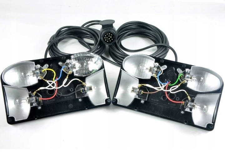 Lampy tylne do przyczepy lawety + wiązka instalacja 5m 13PIN