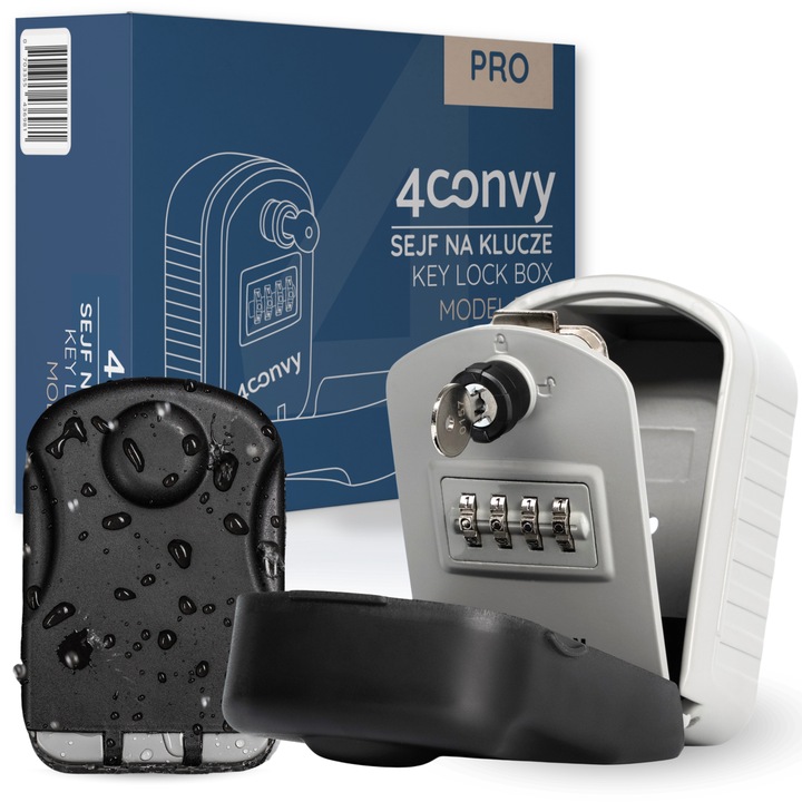 4CONVY sejf klucze zewnętrzny kasetka skrzynka na szyfr kod +KLUCZ AWARYJNY