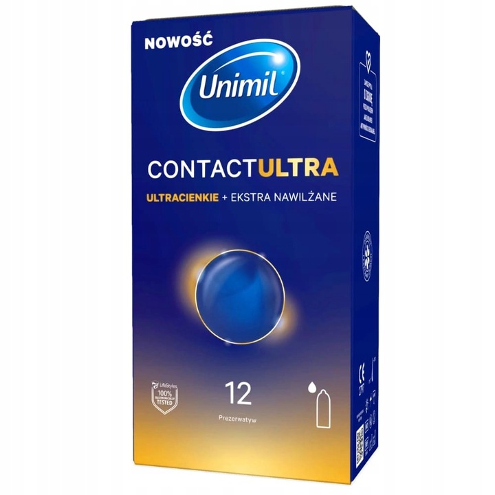 NAJCIEŃSZE PREZERWATYWY UNIMIL ZERO CONTACT ULTRA mega cienkie 12 szt.