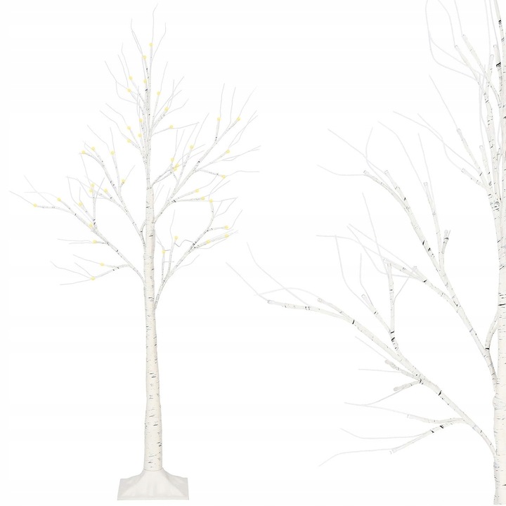 DRZEWKO BRZOZA 48LED ŚWIĄTECZNE LAMPKI ŚWIECĄCE OZDOBNE 120cm CIEPŁE BIAŁE