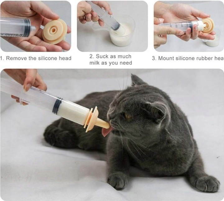 ZESTAW STRZYKAWEK DO KARMIENIA KOCIĄT SZCZENIĄT STRZYKAWKI ZE