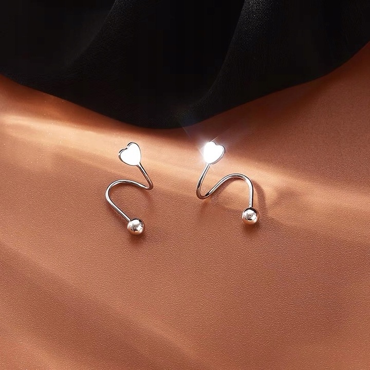 Kolczyki Srebrne PRÓBA 925 SREBRO Serca Sztyfty WKRĘTKI Damskie