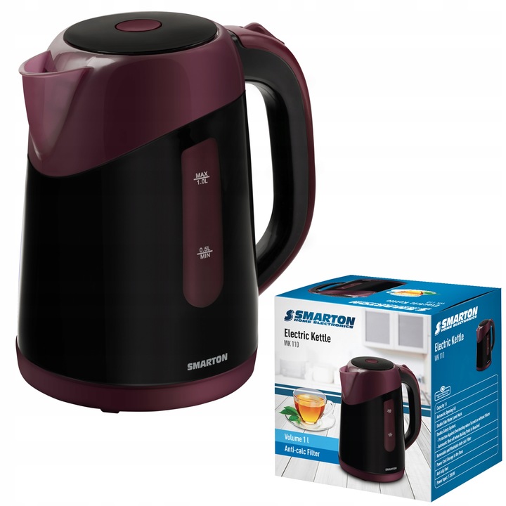 Mały Czajnik Elektryczny SMARTON WK 110 1 Litr MOC 1200W OROTOWY 360