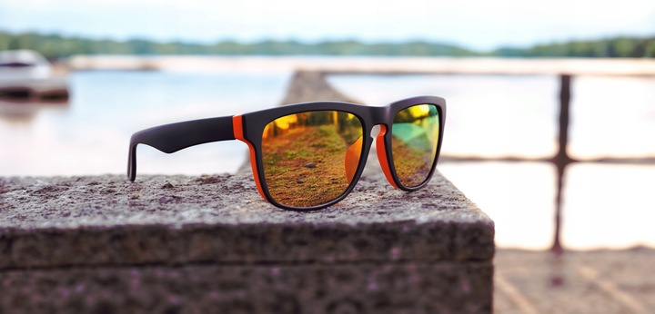 OKULARY PRZECIWSŁONECZNE Lustrzanki Polaryzacyjne Pomarańczowe + Etui UV400