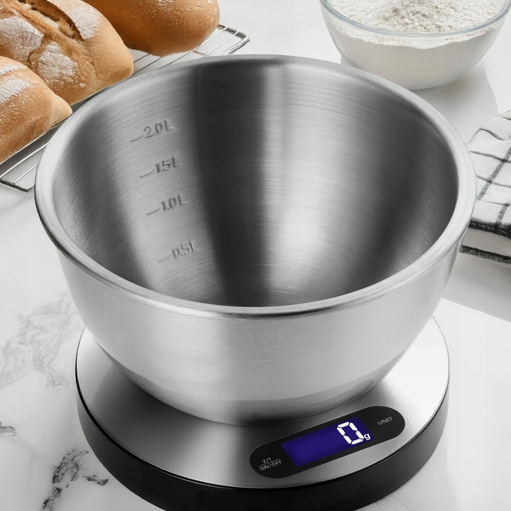 WAGA KUCHENNA ELEKTRONICZNA PRECYZYJNA Z MISĄ SREBRNA LCD 1G / 5KG