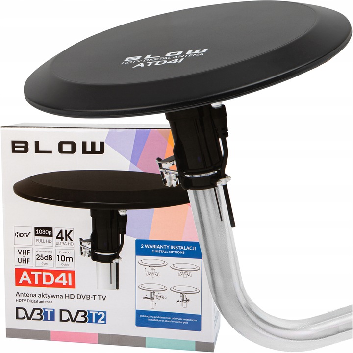 AKTYWNA ANTENA WEWNĘTRZNA ZEWNĘTRZNA DOOKÓLNA 360 DVB-T2 TV 4K DAB MUX-8