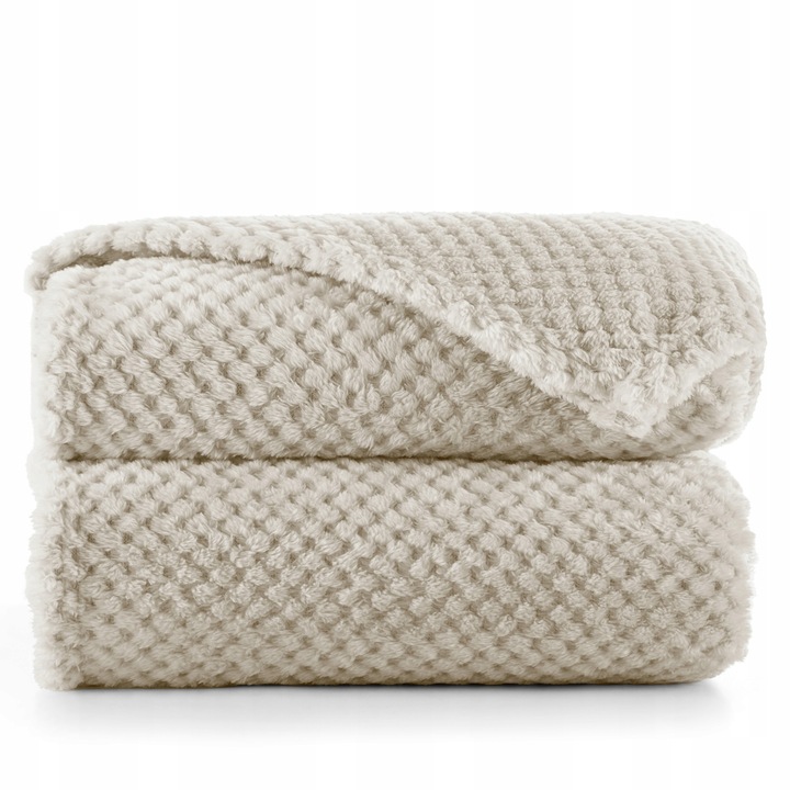 RESTILO Koc narzuta na łóżko 220x240cm c. beż pled narzuta na sofę