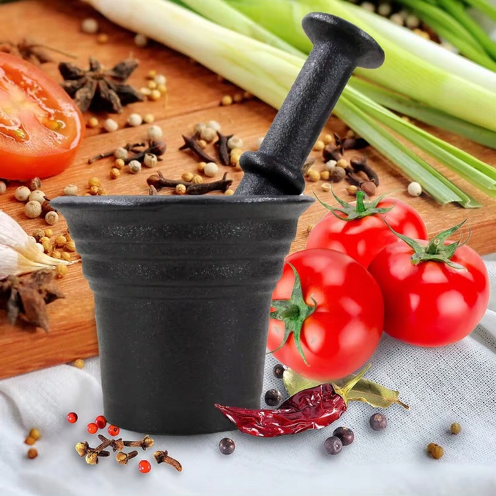 MOŹDZIERZ ŻELIWNY KUCHENNY Z TŁUCZKIEM DO PRZYPRAW ZIÓŁ TŁUCZEK UBIJAK