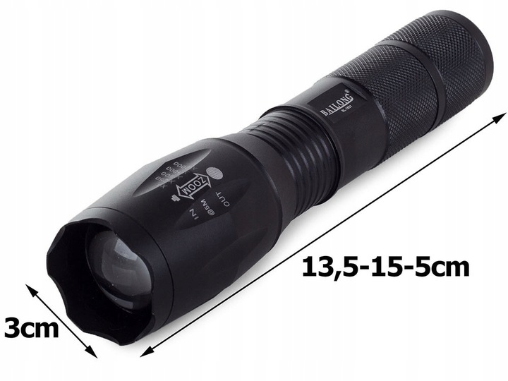 LATARKA TAKTYCZNA BAILONG ZOOM LED CREE XM-L3-U3 WOJSKOWA MOCNA AKUMULATOR