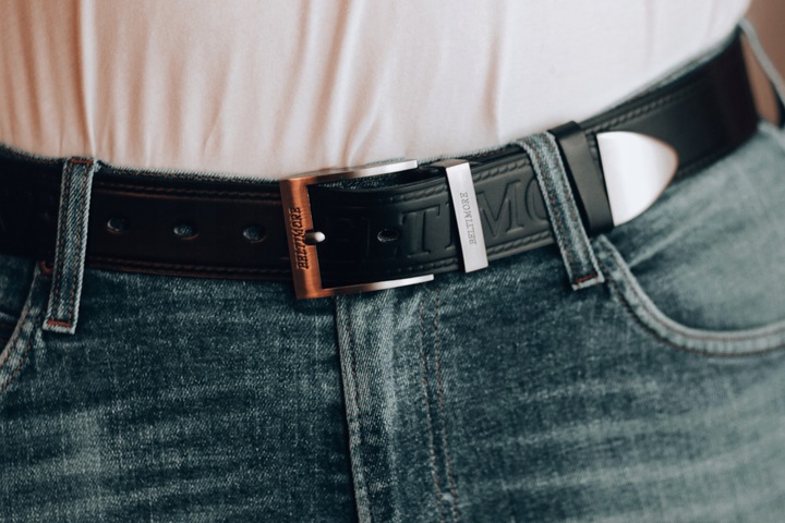 PASEK do spodni MĘSKI szeroki SKÓRZANY CZARNY r100