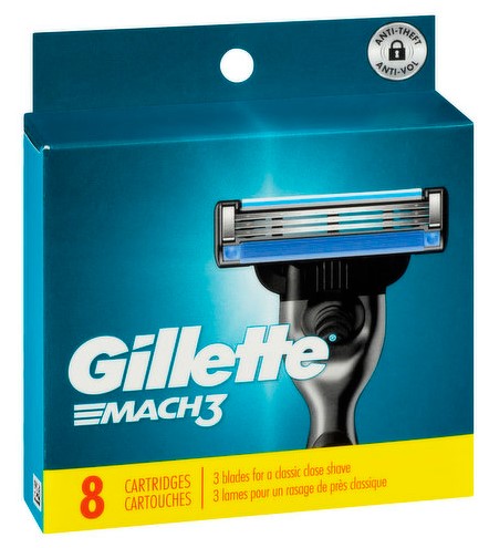 Gillette Mach 3 Wkłady Ostrza Do Maszynki 8 sztuk w Pudełku Oryginalne