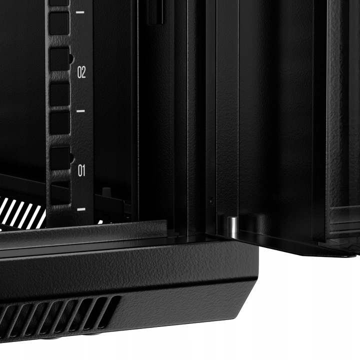 Szafa wisząca RACK 19" 12U, 450mm, Netrack F-Line, czarna, drzwi szklane,