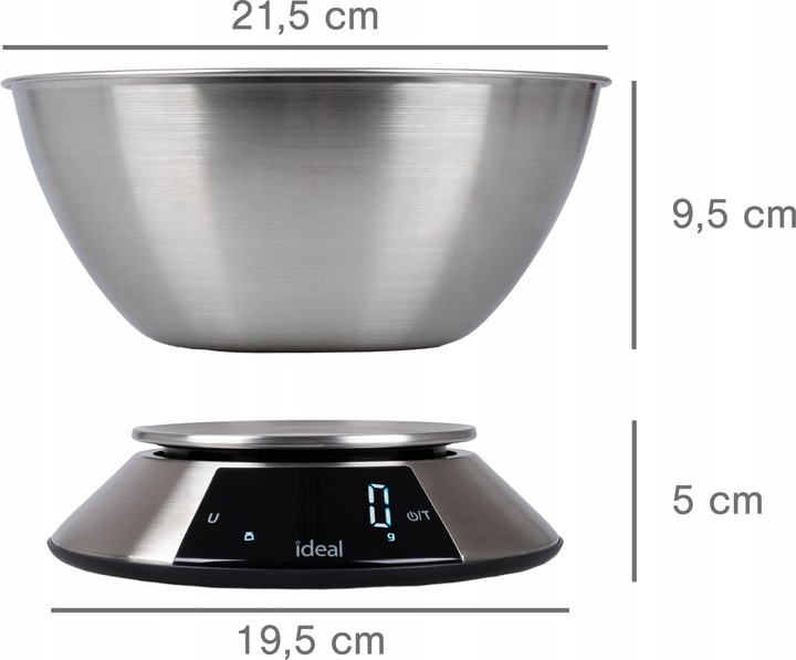 Waga kuchenna IDEAL elektroniczna z MISKĄ PRECYZYJNA DOTYKOWY PANEL