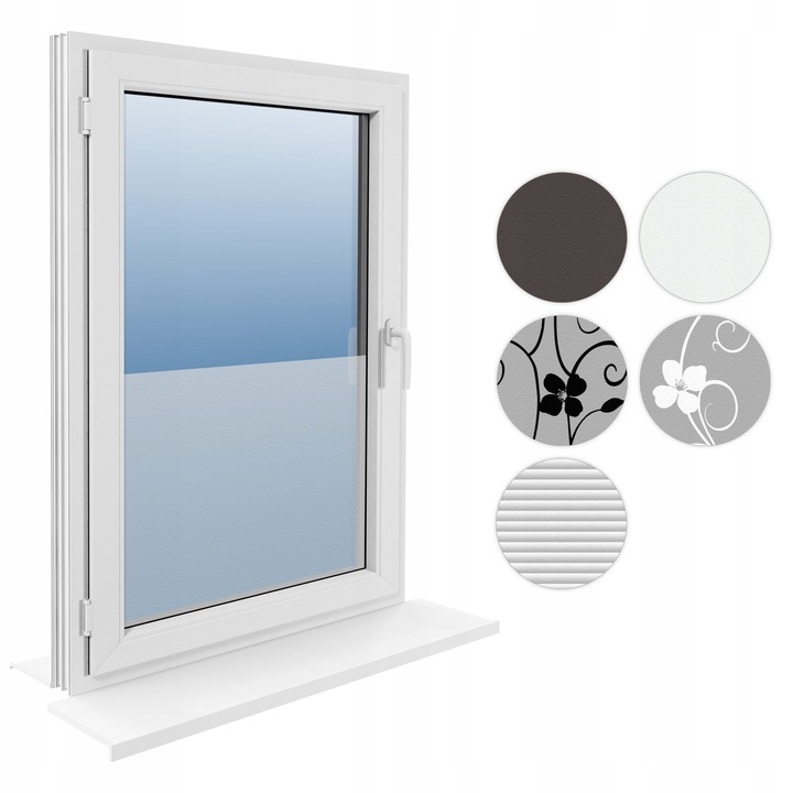 FOLIA OKIENNA STATYCZNA 90x100 MLECZNA KWIATY PASY WZORY OKLEINA