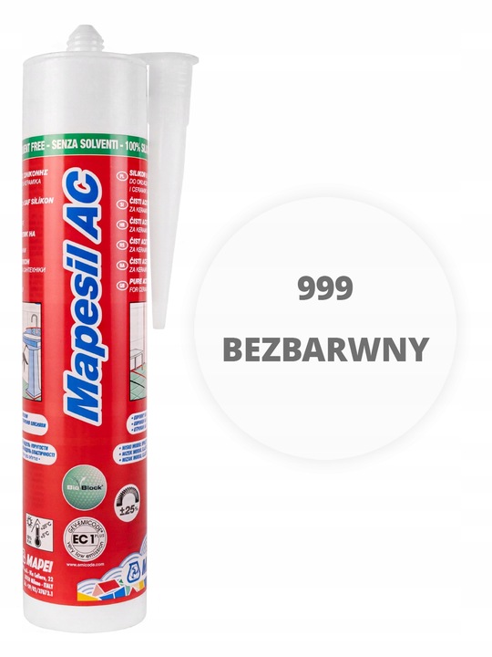 Silikon sanitarny MAPEI Mapesil AC 999 bezbarwny 310 ml