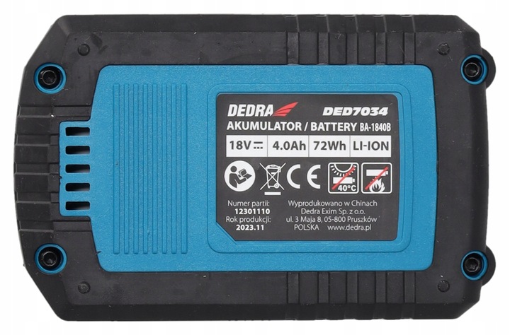 AKUMULATOR Bateria DEDRA SAS+ALL 18V pojemność 4Ah Li-Ion trzy diody