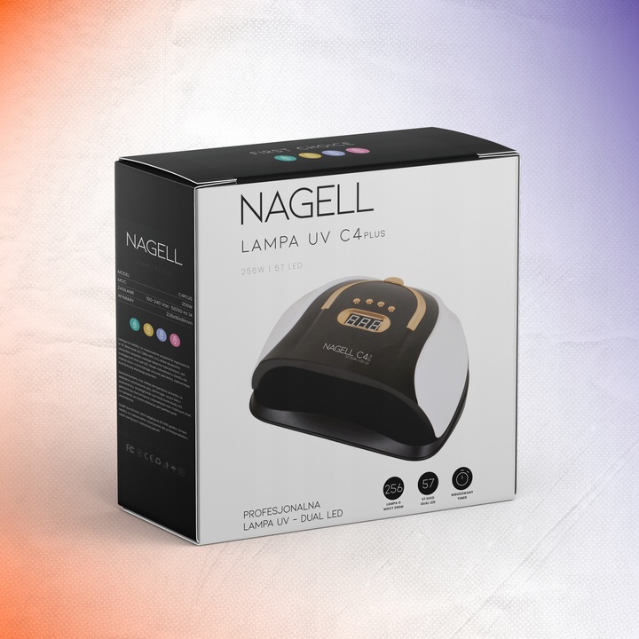 LAMPA DO PAZNOKCI UV DUAL LED 256W DO HYBRYD ŻEL SUN C4 PLUS MOCNA MANICURE