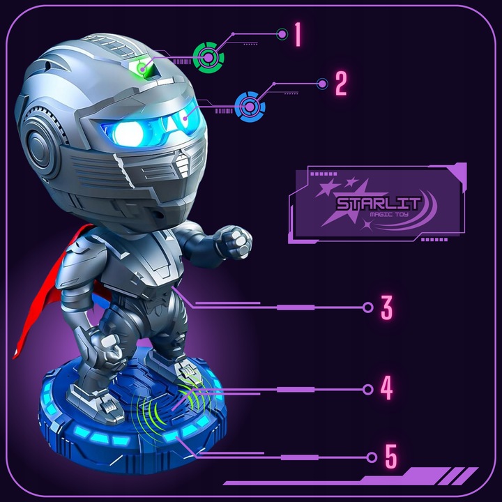 Projektor Gwiazd z Głośnikiem Bluetooth Lampka + 8 Dźwięków Relaksuje 4w1