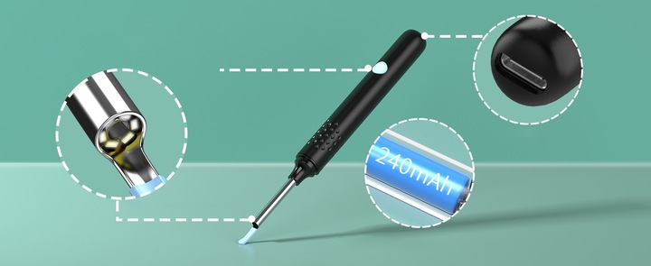 SMART OTOSKOP Z KAMERKĄ WIFI DO CZYSZCZENIA USZU NARZĘDZIA ZESTAW ENDOSKOP