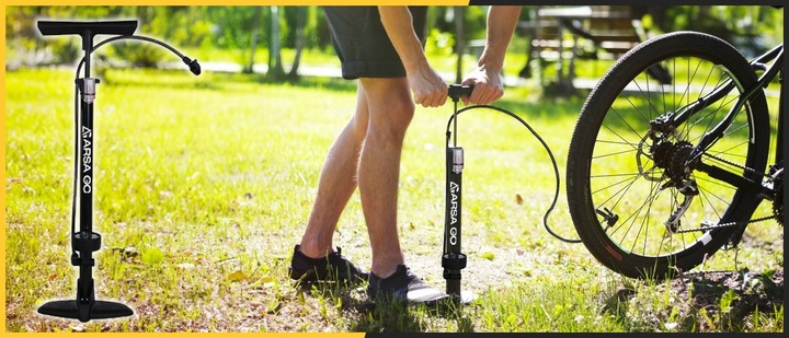POMPKA ROWEROWA Z MANOMETREM RĘCZNA DO ROWERU PIŁEK SAMOCHODOWA PODŁOGOWA