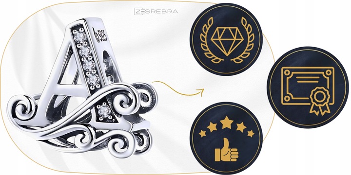 CHARMS LITERKA A srebro 925 srebrna litera koralik zawieszka charms pr S925